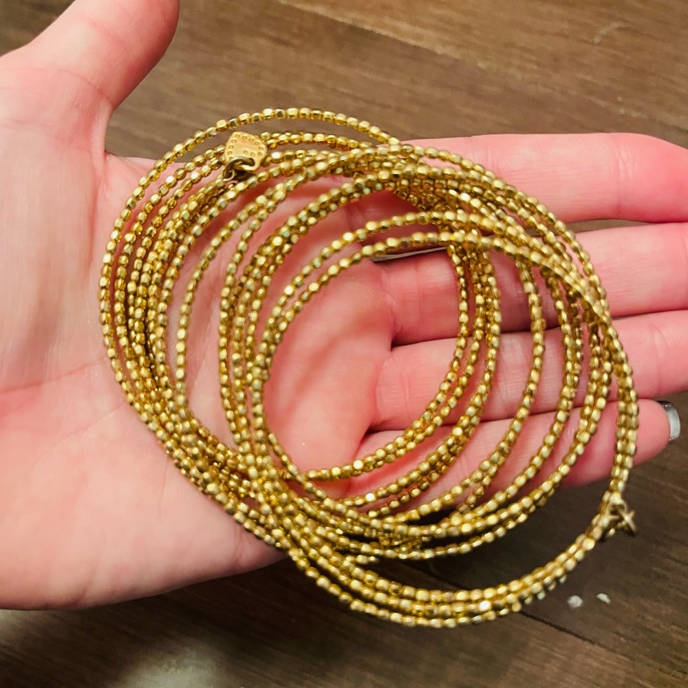 Gold seed bead wrap bracelet